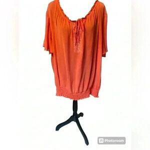 Cato sheer top with bell sleeves & sequins in front Elastic waistband size 26/28